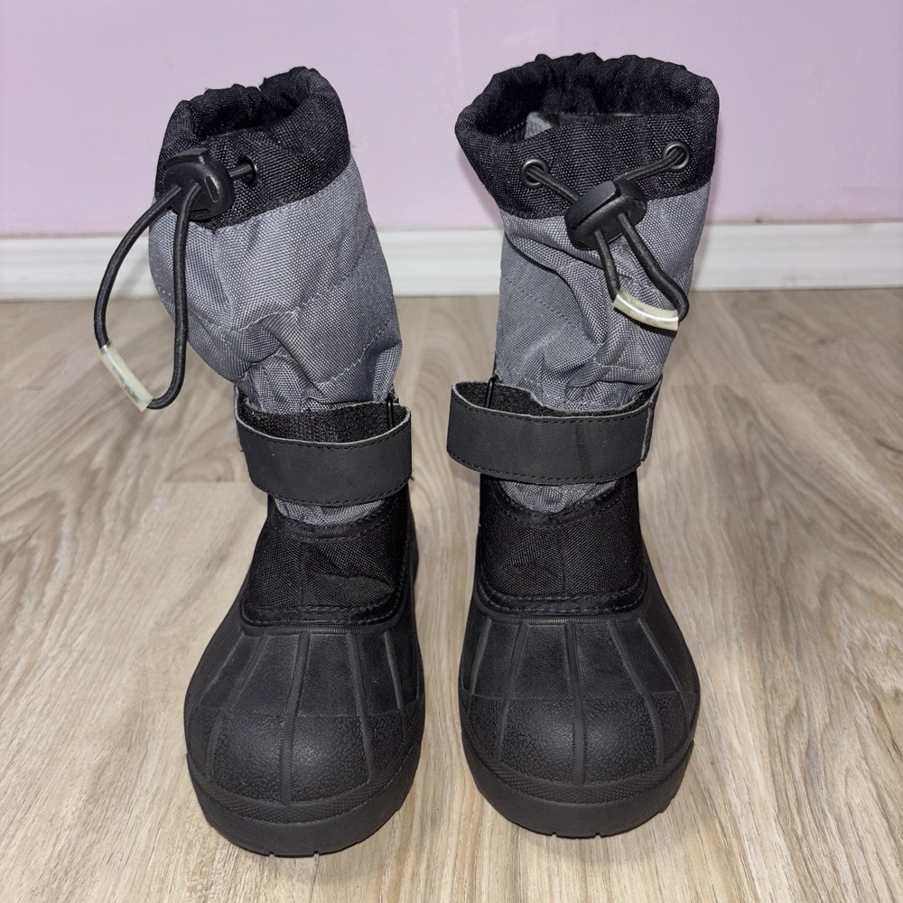 Columbia Waterproof Insulated Snow Boots Kids Size 1 Black Gray - Picture 2 of 7